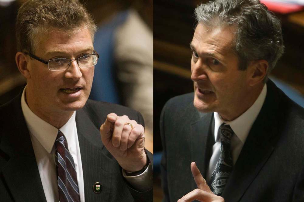 New Democrat MLA Andrew Swan, left and Premier Brian Pallister continued to butt heads today.