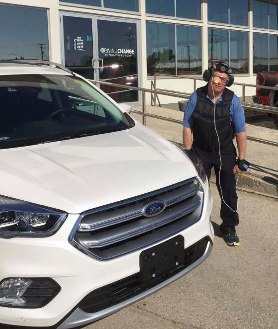 SuppliedKelly Taylor takes the hangover suit for a test-drive Wednesday.