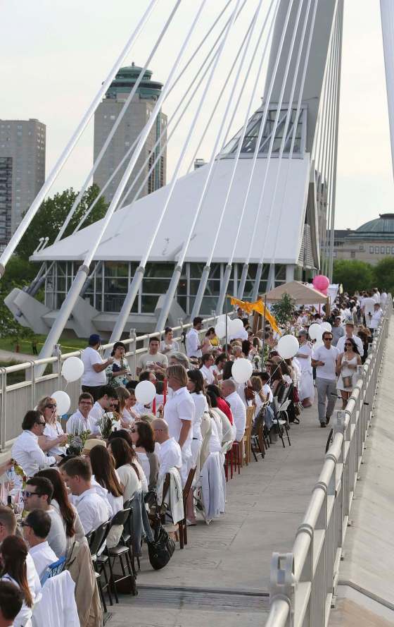 Jason Halstead / Winnipeg Free Press filesThe first Table for 1200 More took place on the Esplanade Riel Bridge in 2014.