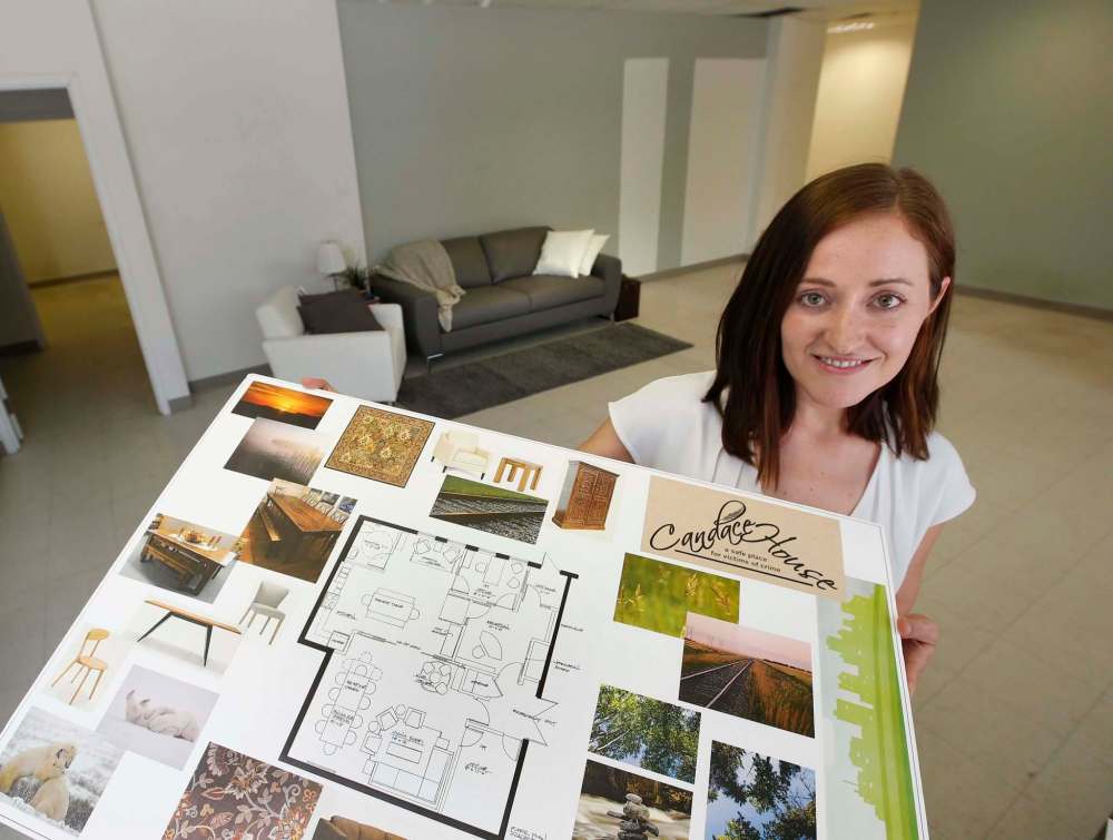 WAYNE GLOWACKI / WINNIPEG FREE PRESS
Cecilly Hildebrand, executive director with plans of the future home of Candace House.