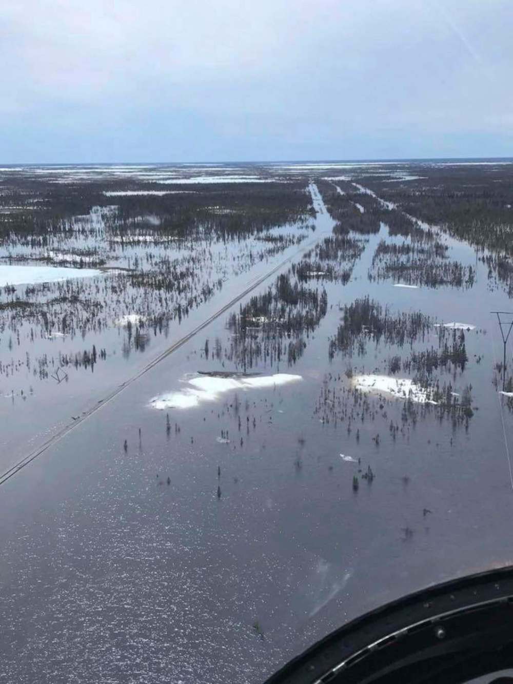 A photo of the tracks under water posted to the Pictures of Fort Churchill, Manitoba Facebook page May 30.