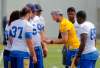 BORIS MINKEVICH / WINNIPEG FREE PRESS
Winnipeg Blue Bomber QB Matt Nichols goes over some plays at the team's walk through practice in preparation for the their tilt with the Saskatchewan Roughriders, Saturday.