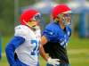 BORIS MINKEVICH / WINNIPEG FREE PRESS
From left Michael Ritchott and Andrew Ricard at Bomber practice Tuesday.