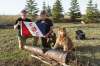 SUPPLIED
Battle of Hudson Bay explorer Johann S. Sigurdson with son J.J. Sigurdson and their polar-bear watch dog Saga. They are holding the flag Johann carries as a member of the Explorers Club, a New York City-based organization.