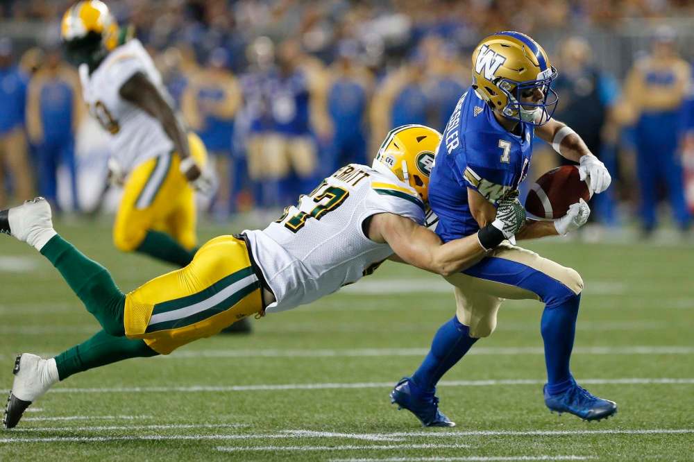 THE CANADIAN PRESS/John Woods
The Winnipeg Blue Bombers will meet the Edmonton Eskimos in the Bombers' final pre-season game Thursday at Investors Group Field.