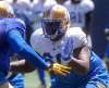 BORIS MINKEVICH / WINNIPEG FREE PRESS
Blue Bombers lineman Travis Bond does a drill Thursday during practice at Investors Group Field. He was recently named one of the CFL&rsquo;s top 50 players by TSN.
