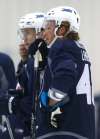 WAYNE GLOWACKI / WINNIPEG FREE PRESS
At right, Brendan Lemieux has shown up at the annual Winnipeg Jets summer development camp a little lighter but just as determined to make the Jets roster next season.