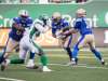 Rick Elvin / THE CANADIAN PRESS FILES
Winnipeg Winnipeg Blue Bombers quarterback Matt Nichols hands off to running back Timothy Flanders during first half CFL football action against the Saskatchewan Roughriders in Regina.
