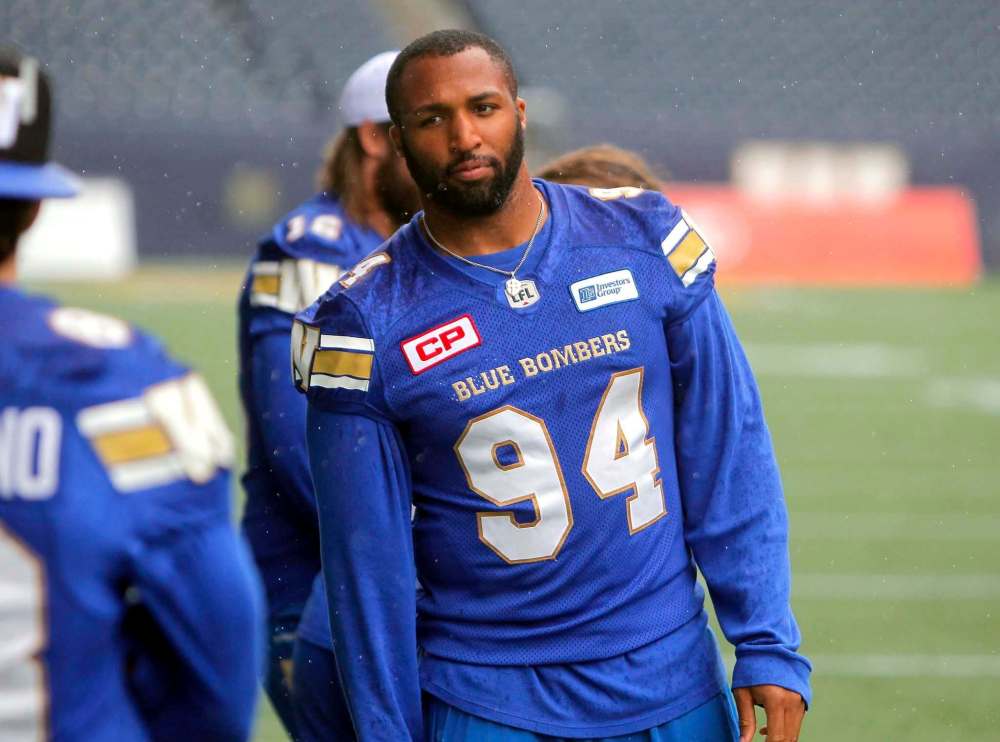 BORIS MINKEVICH / WINNIPEG FREE PRESS
Jackson Jeffcoat made a good account of himself in training camp and was stashed away on the club's injured list. He will get his opportunity to play Thursday' against the Argos.