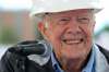 RUTH BONNEVILLE / WINNIPEG FREE PRESS
Former U.S. President Jimmy Carter is in good spirits while being interviewed by Free Press columnist Melissa Martin at the Carter Habitat for Humanity project work site, Friday afternoon.