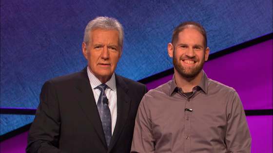 Jeopardy host Alex Trebek with Winnipeg contestant George Buri. (Jeopardy Productions, Inc.)