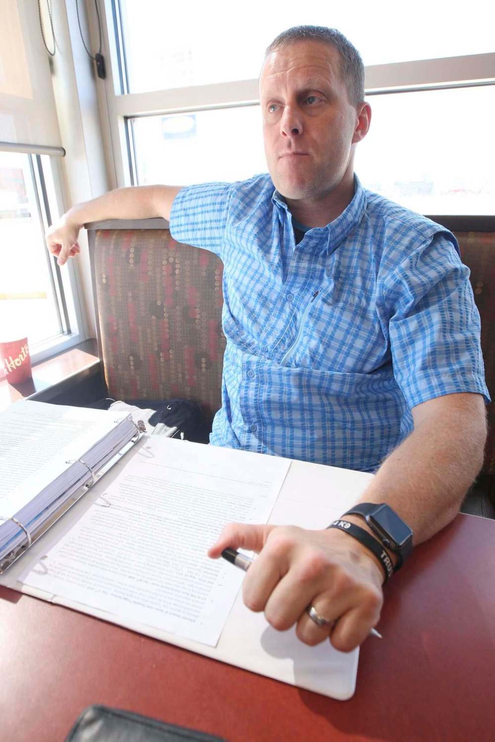 JOE BRYKSA / WINNIPEG FREE PRESS
Bryan Leach – former paramedic with ptsd, fired because of an incident at main street project, locked in battle with city- July 15, 2016 -(See Mike MCIntyre PTSD story)