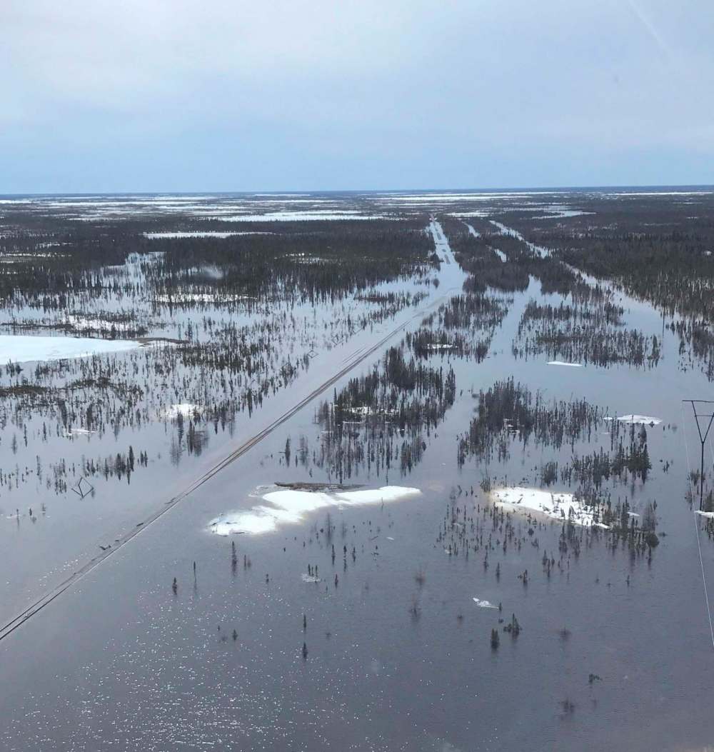 Omnitrax Handout
Omnitrax has a contractual obligation to keep the rail line running under a 2008 agreement that saw the feds and Manitoba each contribute $20 million for repairs along the line, but the American company said repairing the damaged line is not economically viable following flooding (above) in May.