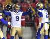 Justin Tang / The Canadian Press
Winnipeg Blue Bombers kicker Justin Medlock raises his arms in joy as he celebrates his game-winning field goal against the Ottawa Redblacks with teammate Matt Coates.