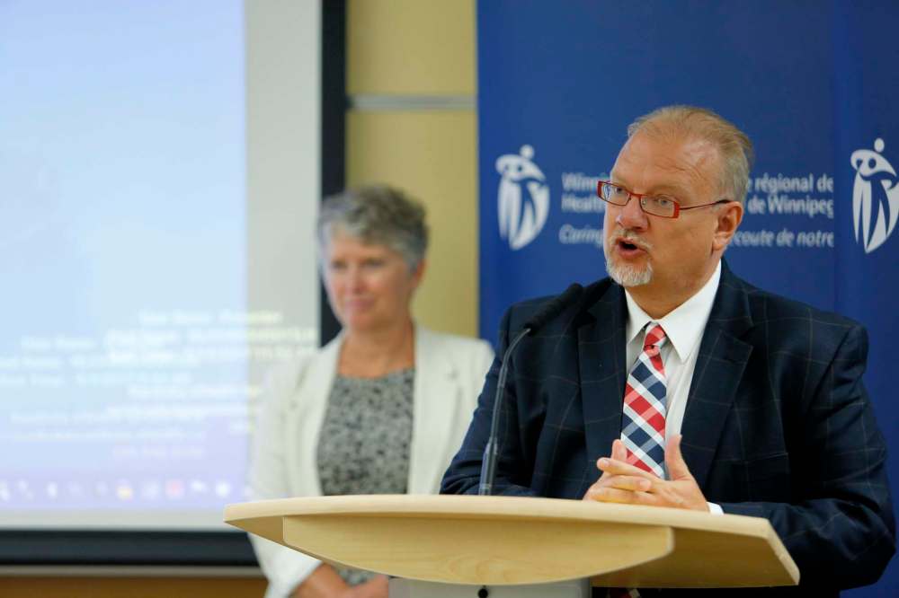 JUSTIN SAMANSKI-LANGILLE / WINNIPEG FREE PRESS
Minister of Health, Seniors and Active Living Kelvin Goertzen speaks at a press conference Monday announcing new capital investments from the Winnipeg Regional Health Authority.