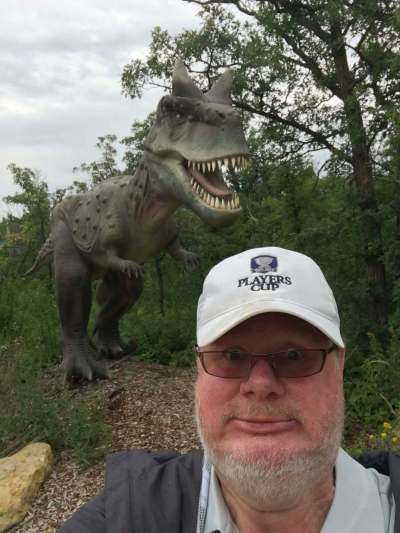 Visitors to the Dinosaurs Alive! exhibit at the zoo are encouraged to take some scary-looking selfies.