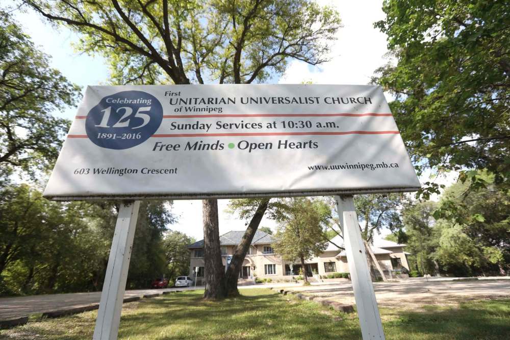 Winnipeg police are investigating after receiving a report on Sunday about the hate-related graffiti on the church sign. (Ruth Bonneville / Winnipeg Free Press)