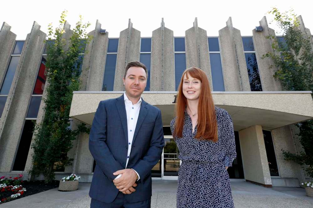 JUSTIN SAMANSKI-LANGILLE / WINNIPEG FREE PRESS
Ryan Behie and Taylor Caldwell at the building at 1530 Gamble Place, which has received tremendous interest from local and national investors.