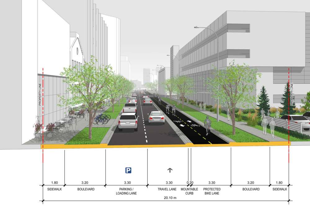 SUPPLIED PHOTO
An artist’s rendering of what the McDermot protected bike lane corridor will look like.