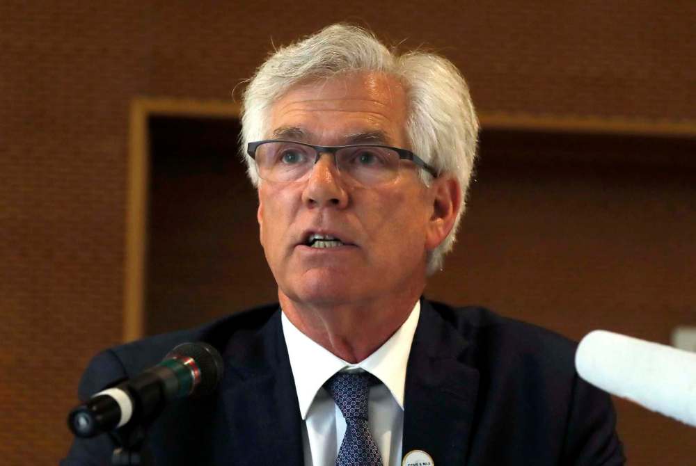 Andy Wong / The Associated Press
Canada's Minister of Natural Resources Jim Carr speaks during the Carbon capture, utilization and storage event on the sidelines of the clean energy conference held at the China National Convention Center in Beijing, Tuesday, June 6, 2017.