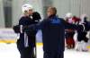 BORIS MINKEVICH / WINNIPEG FREE PRESS
Winnipeg Jets practice at IcePlex. Brody Sutter talks to head coach Paul Maurice.