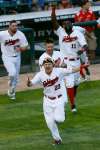 JOHN WOODS / WINNIPEG FREE PRESS
Goldeyes celebrate a 3-1 series win over the Lincoln Saltdogs.