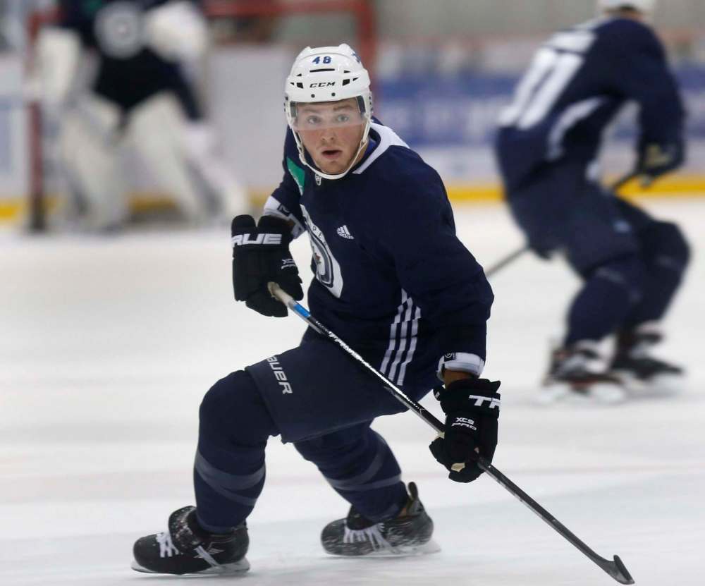 WAYNE GLOWACKI / WINNIPEG FREE PRESS
Brendan Lemieux, who lost 10 pounds over the off-season, says he feels better than ever.