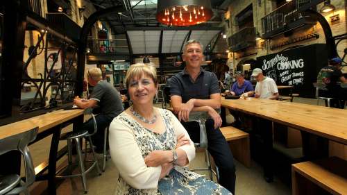 PHIL HOSSACK / WINNIPEG FREE PRESS
Lori Baker and Chris Hall at the Common at The Forks. They own McNally Robinson Booksellers.