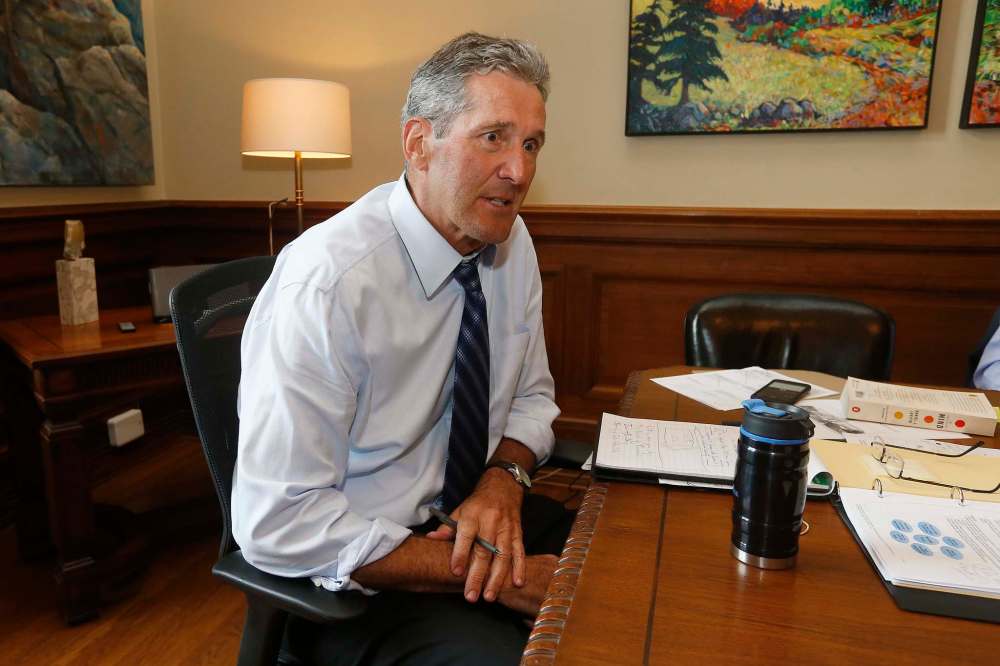JOHN WOODS / WINNIPEG FREE PRESS FILES
Manitoba Premier Brian Pallister talks about his travel and communication activities in his office at the Manitoba Legislature Tuesday, August 8, 2017.