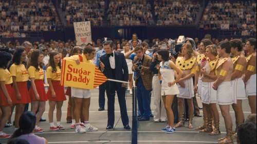 FOX SEARCHLIGHT
Bobby Riggs (played by Steve Carell) is the carnival clown in the famed 1973 match against Billie Jean King (portrayed by Emma Stone) in Battle of the Sexes.