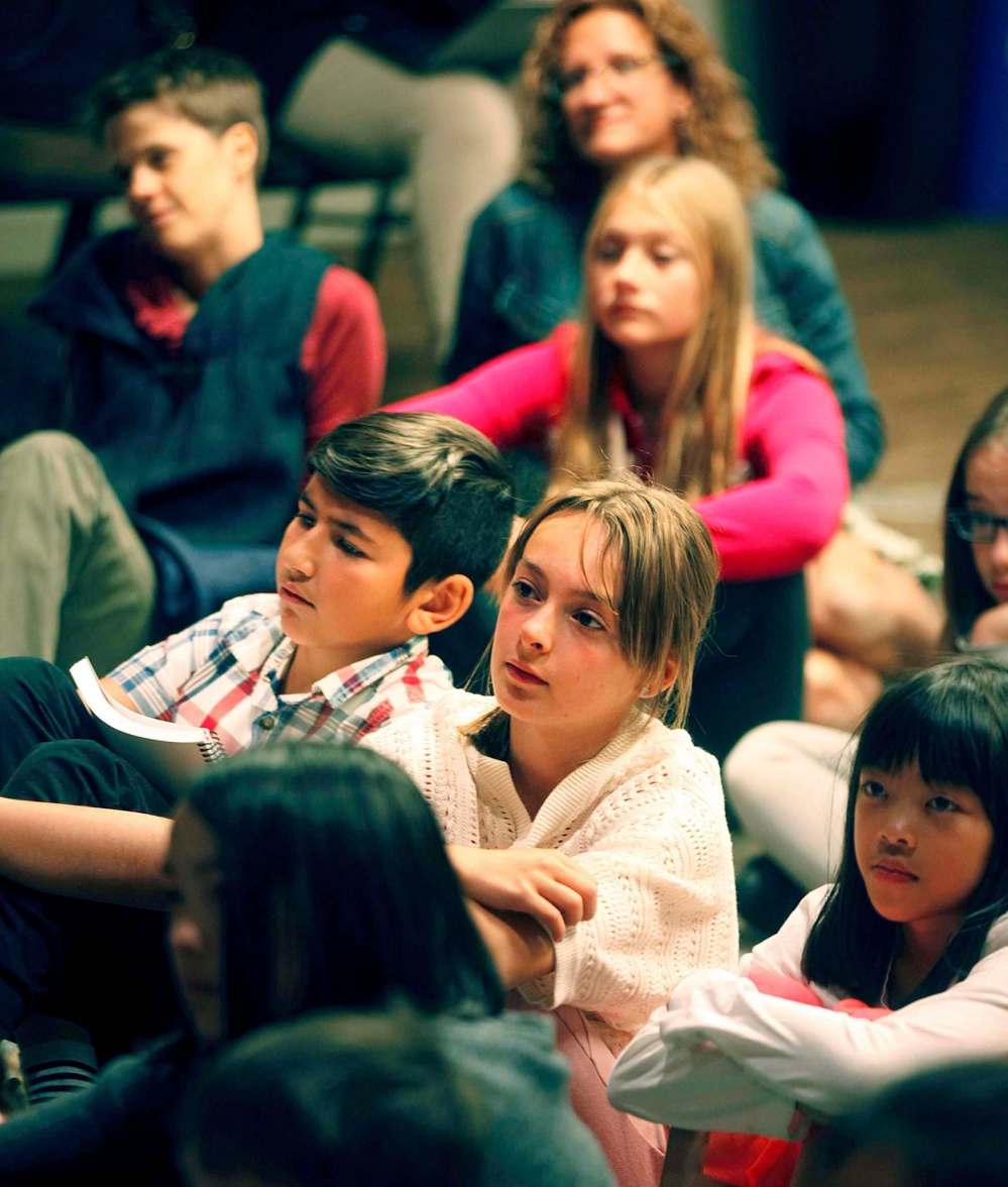 PHIL HOSSACK / WINNIPEG FREE PRESS
A select group of school children listen Dr. Jane Goodall speak at a workshop for school kids Thursday afternoon.