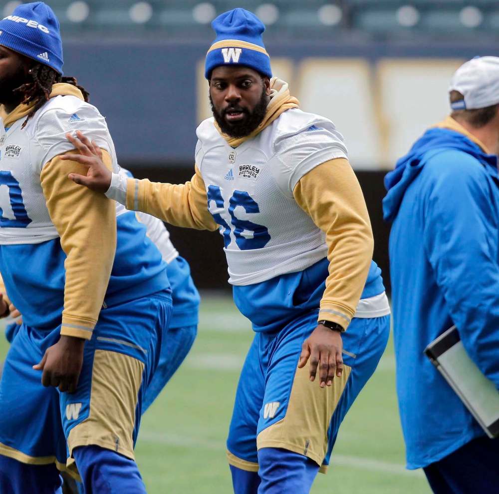 BORIS MINKEVICH / WINNIPEG FREE PRESS
Coaches say Stanley Bryant has worked hard to improve his game since he was acquired by the Blue Bombers in 2015.