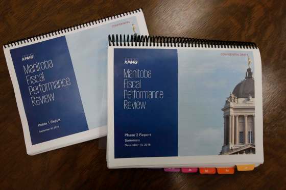 WAYNE GLOWACKI / WINNIPEG FREE PRESSThe Manitoba Fiscal Performance Review volumes.