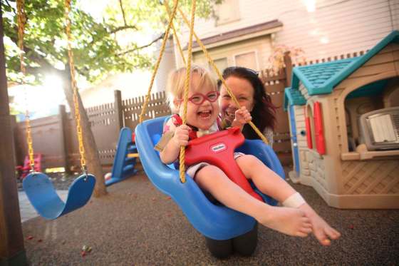 Photos by RUTH BONNEVILLE / WINNIPEG FREE PRESSJoy Finnimore gets in one last day of play with her mom Melanie at the Ronald McDonald House in Winnipeg on Wednesday before heading to her home in Portage la Prairie.