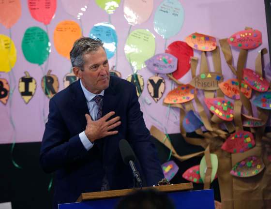 WAYNE GLOWACKI / WINNIPEG FREE PRESSPremier Brian Pallister at the Child and Family Services reform announcement held at the Andrews Street Family Centre Thursday.