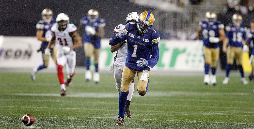 PHIL HOSSACK / WINNIPEG FREE PRESS
Winnipeg Blue Bomber Darvin Adams is out with an injury.