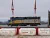 Katie de Muelles / Winnipeg Free Press
The first Via Rail cars are loaded onto transport to be taken away from Churchill Tuesday morning.