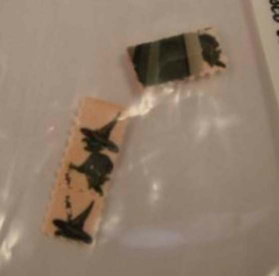 WINNIPEG POLICE SERVICESix paper blotters bearing witch images were found during a raid on a Fort Rouge residence Friday. Police say the blotters, which are the size of a postage stamp, are suspected of being laced with fentanyl and could be deadly. The public is asked to call 911 if such blotters are found.