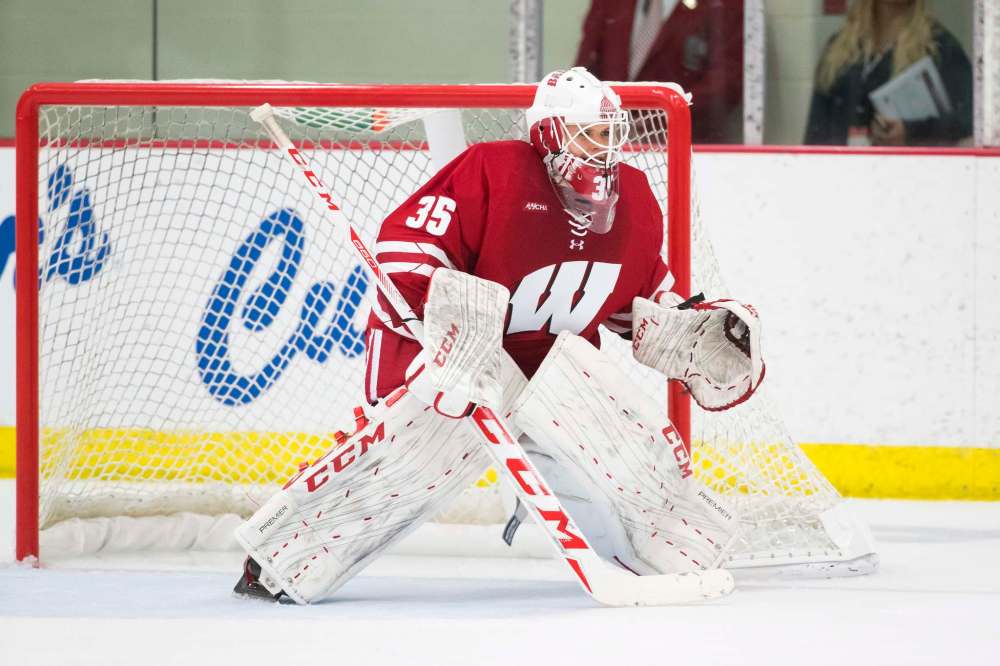University of Wisconsin goaltender Kristen Campbell (David Stluka / University of Wisconsin photo)