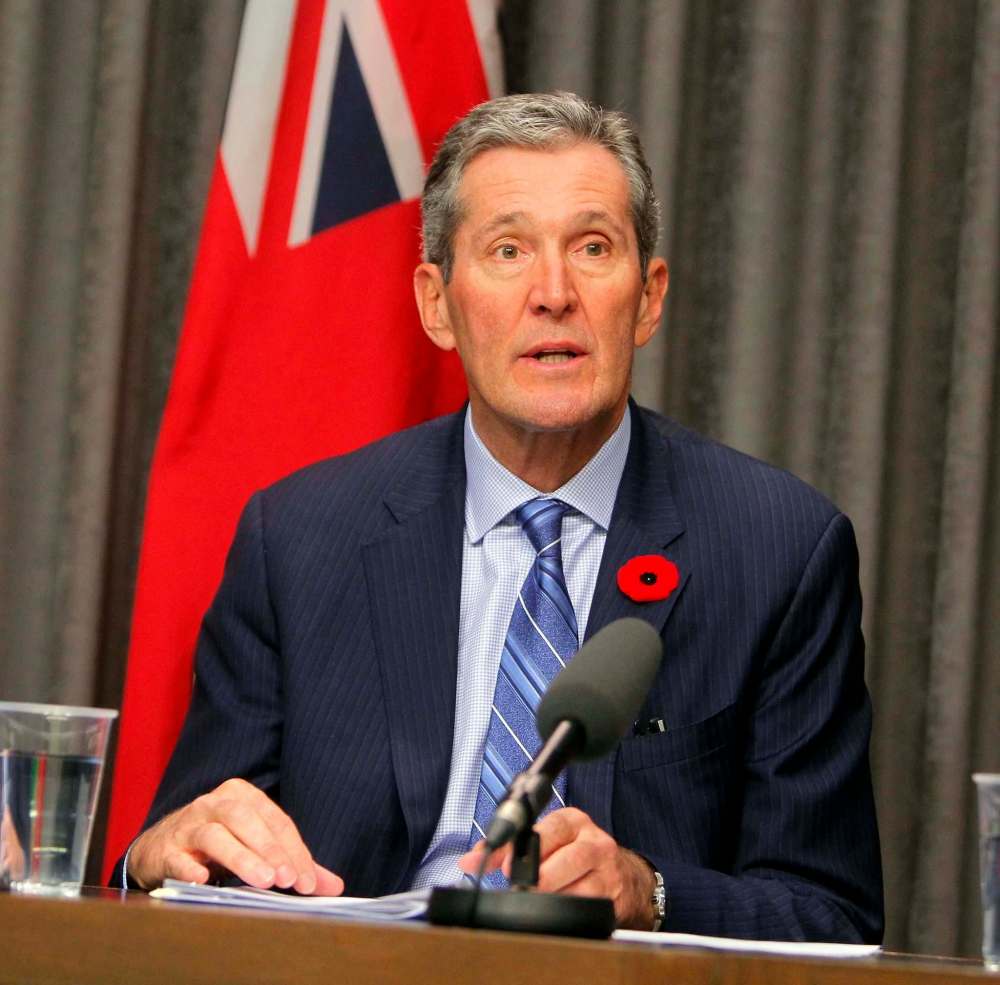 BORIS MINKEVICH / WINNIPEG FREE PRESS
Premier Brian Pallister announces hybrid model for distribution and retail of cannabis at the Legislature.