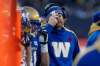 JOHN WOODS / THE CANADINA PRESS
Winnipeg Blue Bombers head coach Mike O’Shea reacts after a call in Edmonton Eskimos’ favour during first half CFL western semifinal action in Winnipeg Sunday, November 12, 2017.