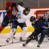 WAYNE GLOWACKI / FREE PRESS FILES
Forward Mathieu Perreault (centre) rejoined his teammates at practice earlier this week.