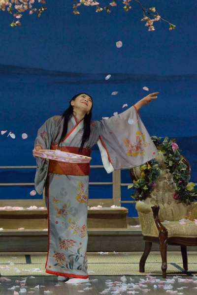 Robert Tinker photo
Cio-Cio San (Butterfly, Hiromi Omura) joyously spreads cherry blossoms in preparation for Pinkerton's return. Manitoba Opera's production of Puccini's 'Madama Butterfly' runs at the Centennial Concert Hall in Winnipeg Nov. 18, 21 and 24.