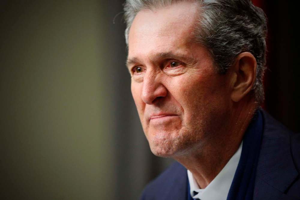 Manitoba Premier Brian Pallister speaks to media at an embargoed press conference before the provincial throne speech at the Manitoba Legislature in Winnipeg, Tuesday, November 21, 2017. THE CANADIAN PRESS/John Woods