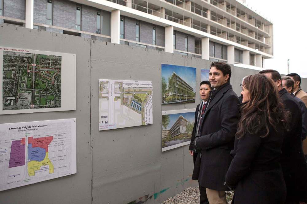 Chris Young / The Canadian Press
Prime Minister Justin Trudeau visits a housing development in Toronto’s Lawrence Heights, ahead of his housing strategy announcement Wednesday.