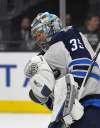 (AP Photo/Mark J. Terrill)
Winnipeg Jets goalie Steve Mason stops a shot during the second period of an NHL hockey game against the Los Angeles Kings, Wednesday, Nov. 22, 2017, in Los Angeles.