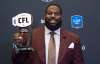 THE CANADIAN PRESS/Nathan Denette
Winnipeg Blue Bombers offensive lineman Stanley Bryant, recipient of the Most Outstanding Offensive Lineman award, backstage at the CFL awards in Ottawa on Thursday.