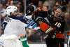 ALEX GALLARDO / THE ASSOCIATED PRESS
Winnipeg Jets defenseman Ben Chiarot (7) tangles with Anaheim Ducks right wing Corey Perry (10) during the second period of Friday's game in Anaheim, Calif. Chiarot was fined $3,763.44, the maximum allowable under the NHL's collective bargaining agreement.