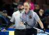 Reid Carruthers looks on as skip Brad Jacobs calls to his sweepers on the morning draw in Ottawa. (Adrian Wyld / The Canadian Press)