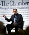 WAYNE GLOWACKI / WINNIPEG FREE PRESS
Premier Brian Pallister delivers his ‘State of the Province’ at the Winnipeg Chamber of Commerce luncheon in the RBC Convention Centre Thursday.